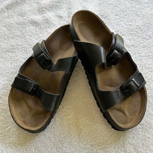 Birkenstock Arizona thin strap, black size 38 narrow